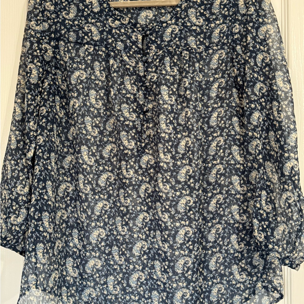 Lucky Brand Navy Paisley Blouse